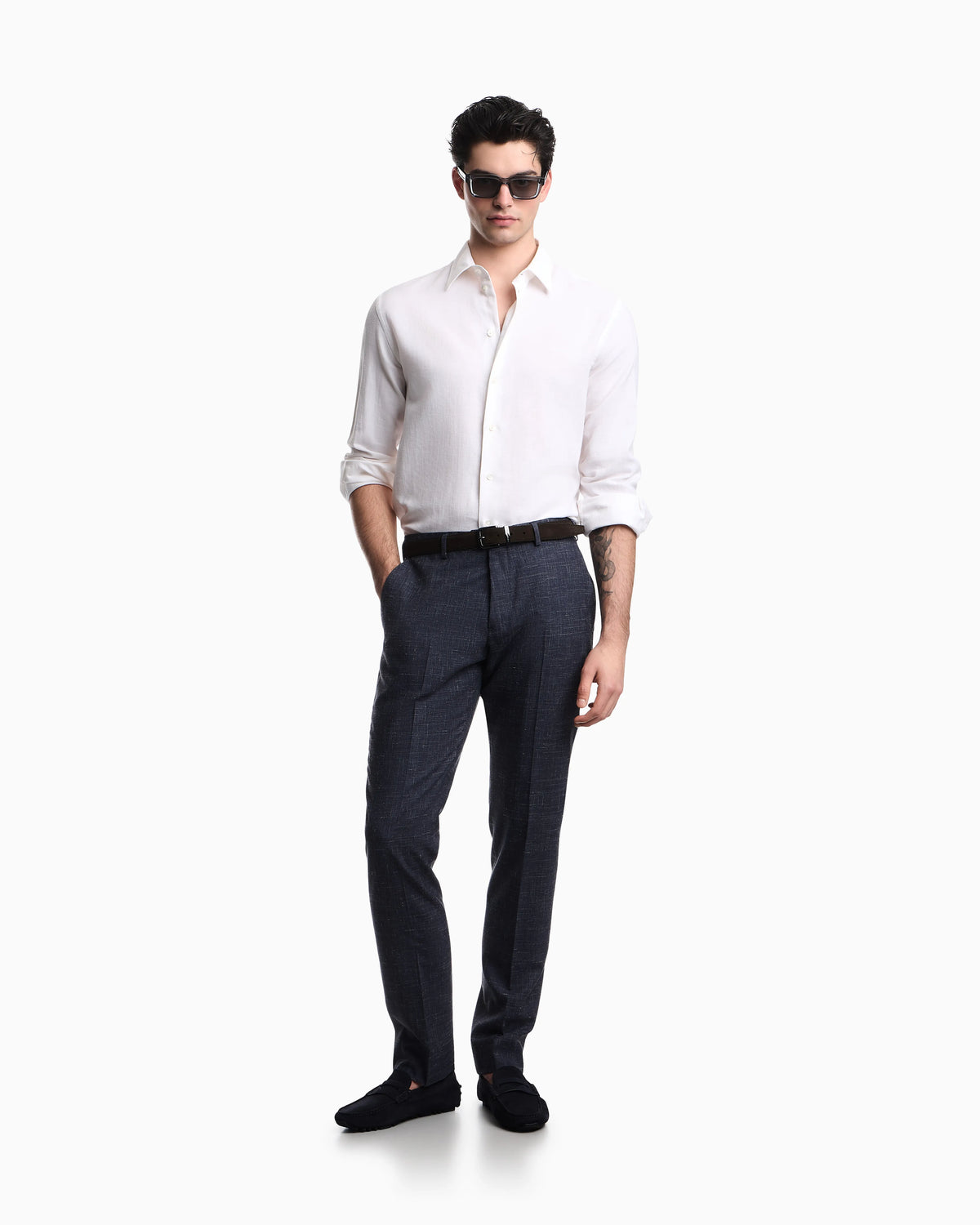 Textured linen blend shirt