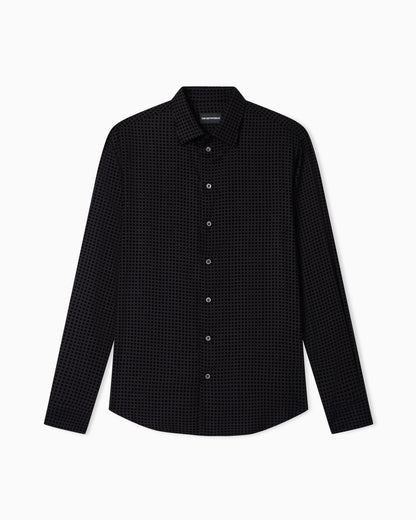 Micro-check flocked viscose shirt