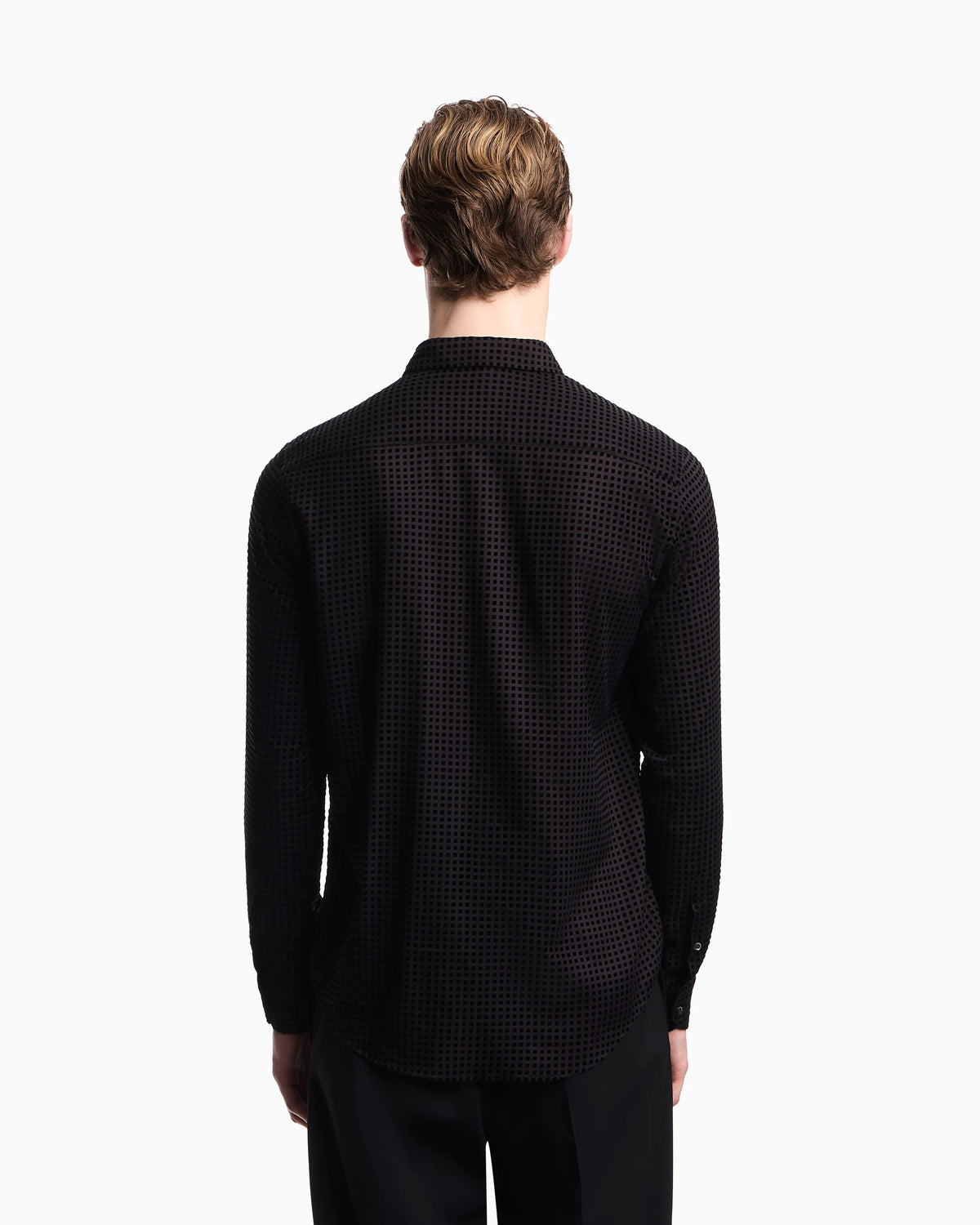 Micro-check flocked viscose shirt