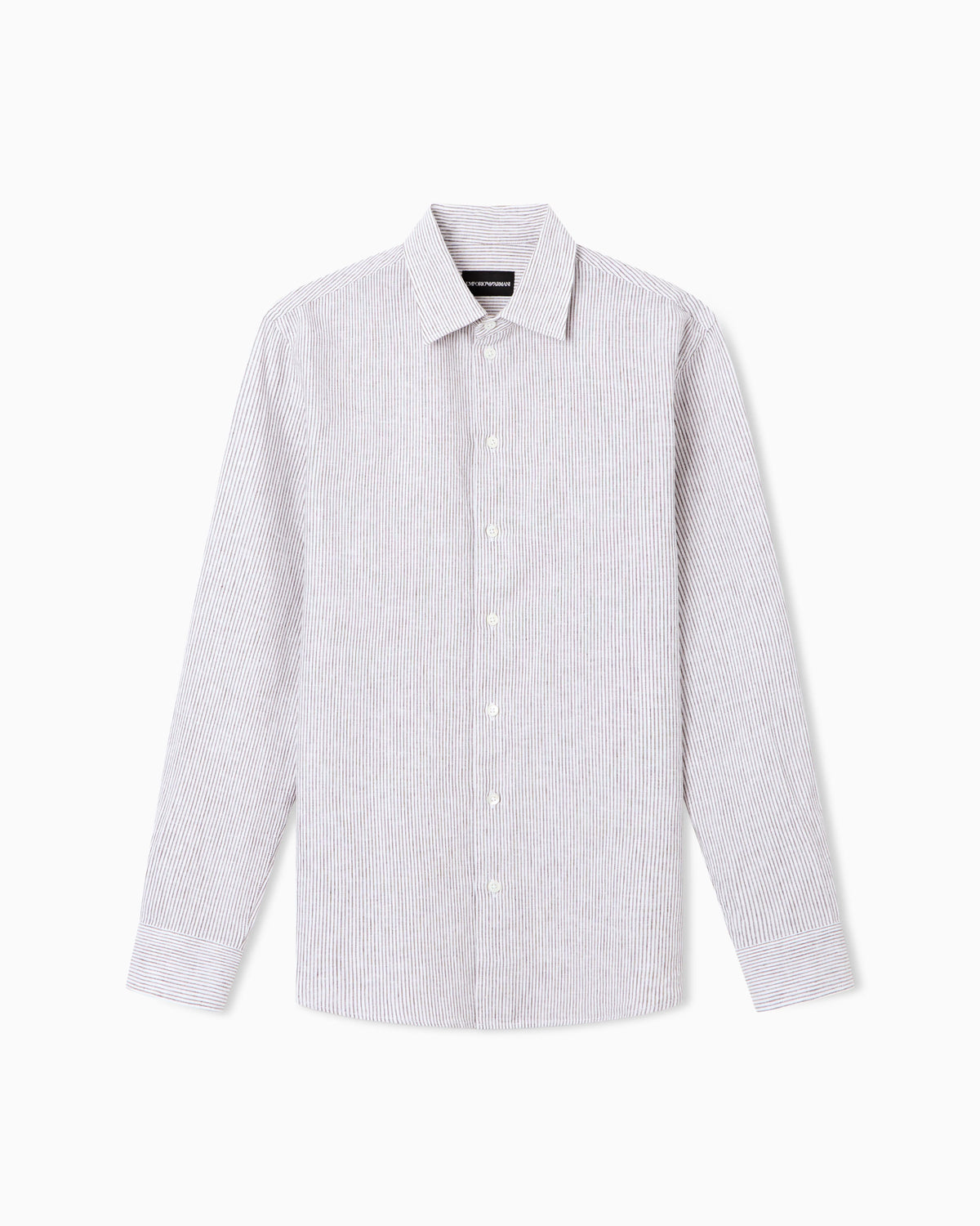Striped linen-blend canvas shirt