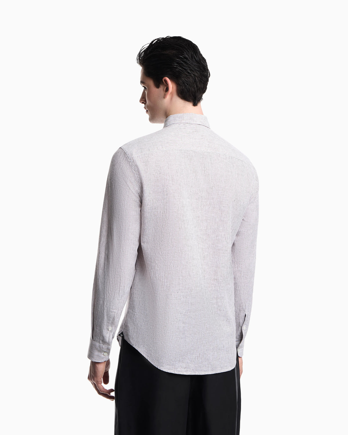 Striped linen-blend canvas shirt
