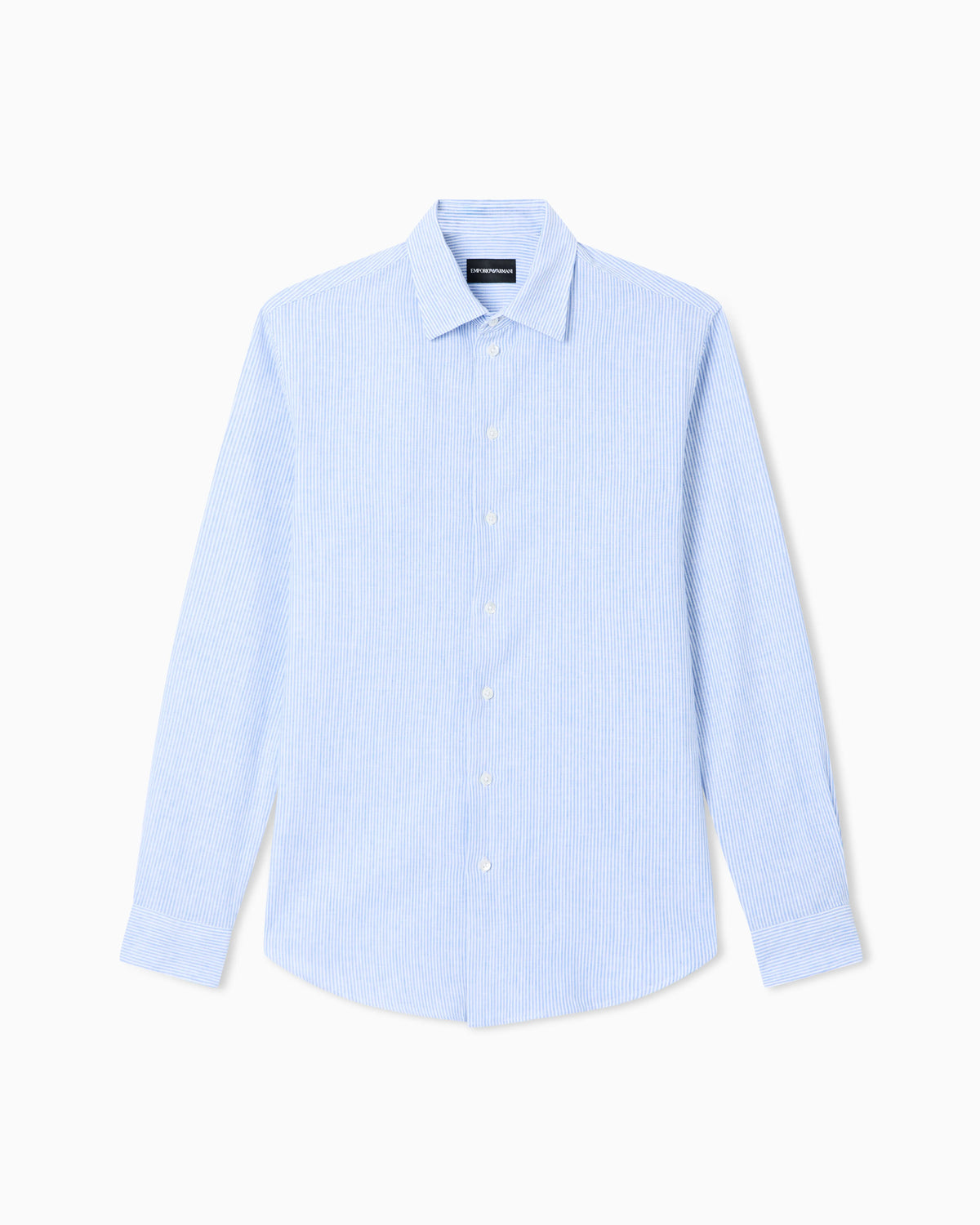 Striped linen-blend canvas shirt