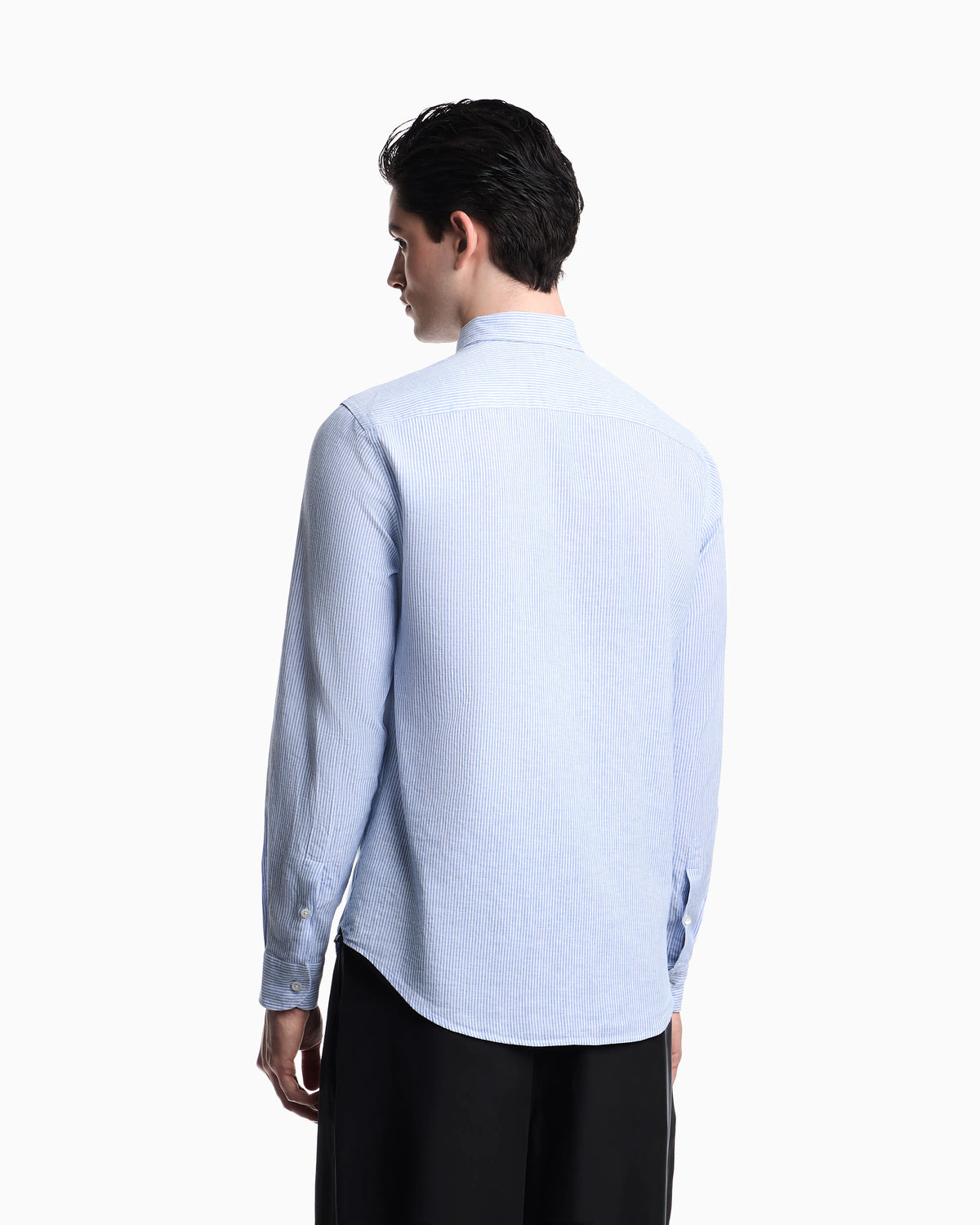 Striped linen-blend canvas shirt