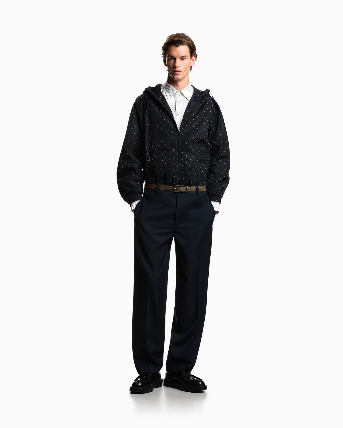 Shirt with all-over micro-pattern print