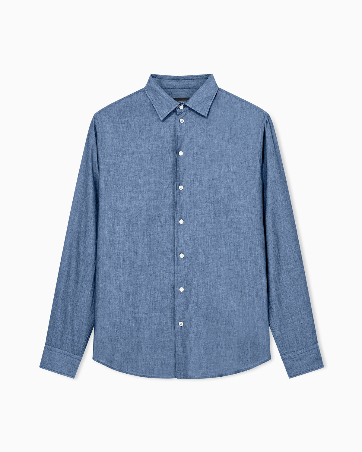 Denim-effect cotton chambray shirt with a classic collar