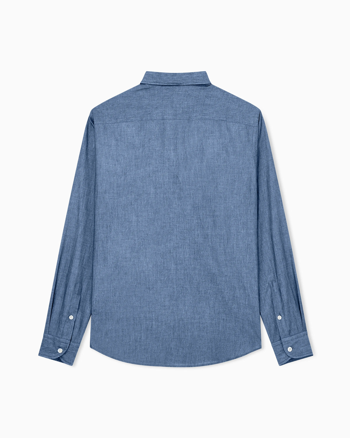 Denim-effect cotton chambray shirt with a classic collar