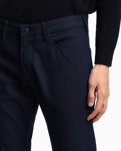 J06 slim-fit, micro polka-dot denim jeans
