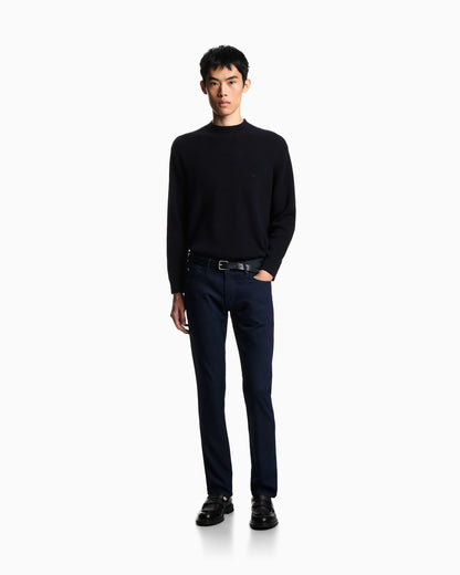 J06 slim-fit, micro polka-dot denim jeans