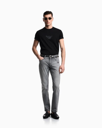 J06 slim-fit washed denim jeans with eagle embroidery