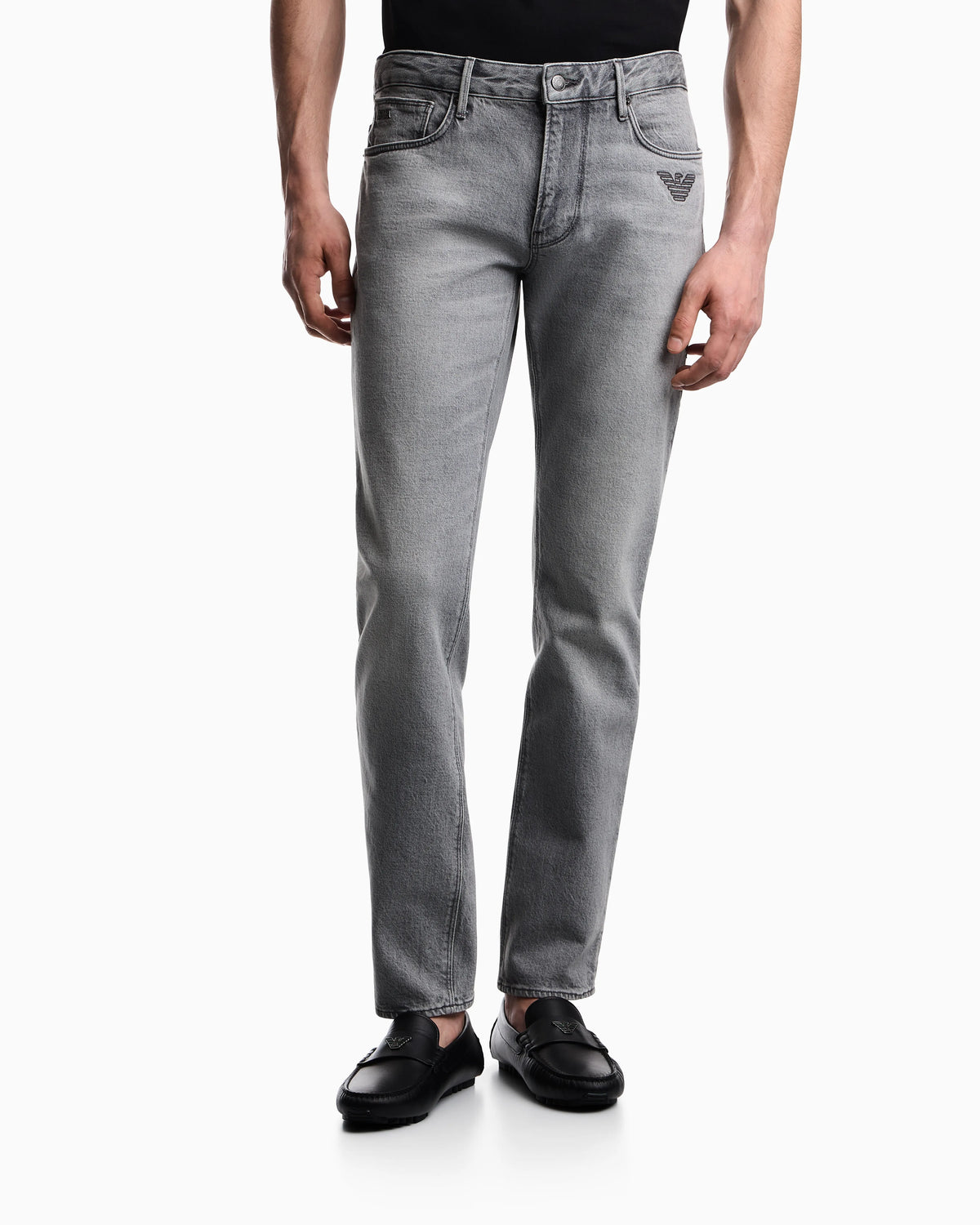 J06 slim-fit washed denim jeans with eagle embroidery