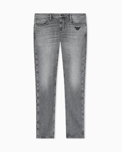 J06 slim-fit washed denim jeans with eagle embroidery