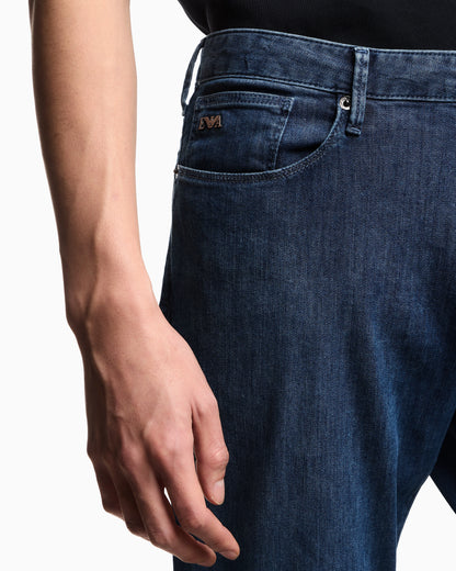 J06 slim-fit, lightly worn-look 8-oz denim jeans
