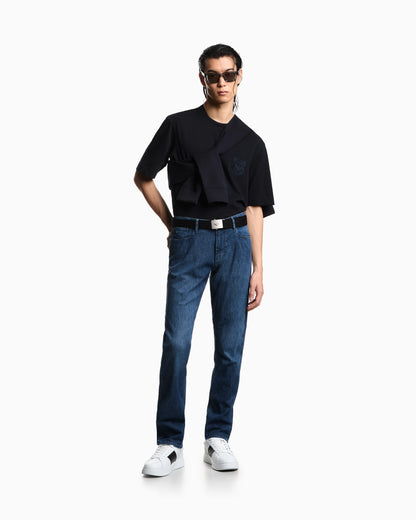 J06 slim-fit, lightly worn-look 8-oz denim jeans