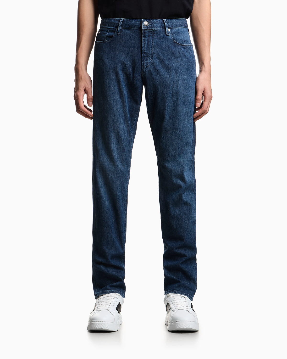 J06 slim-fit, lightly worn-look 8-oz denim jeans