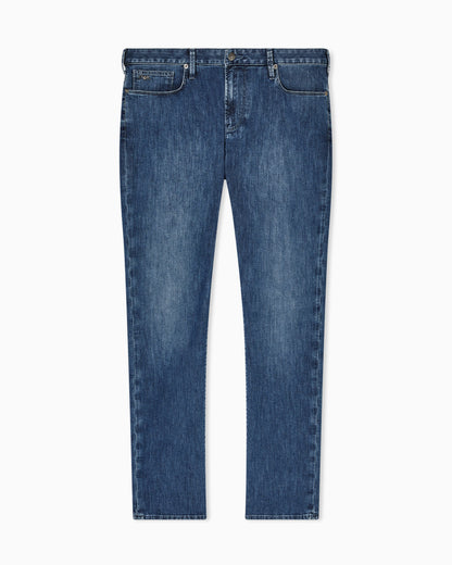 J06 slim-fit, lightly worn-look 8-oz denim jeans