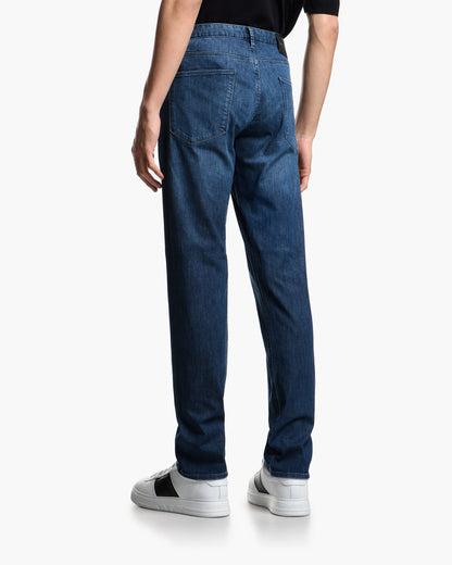 J06 slim-fit, lightly worn-look 8-oz denim jeans