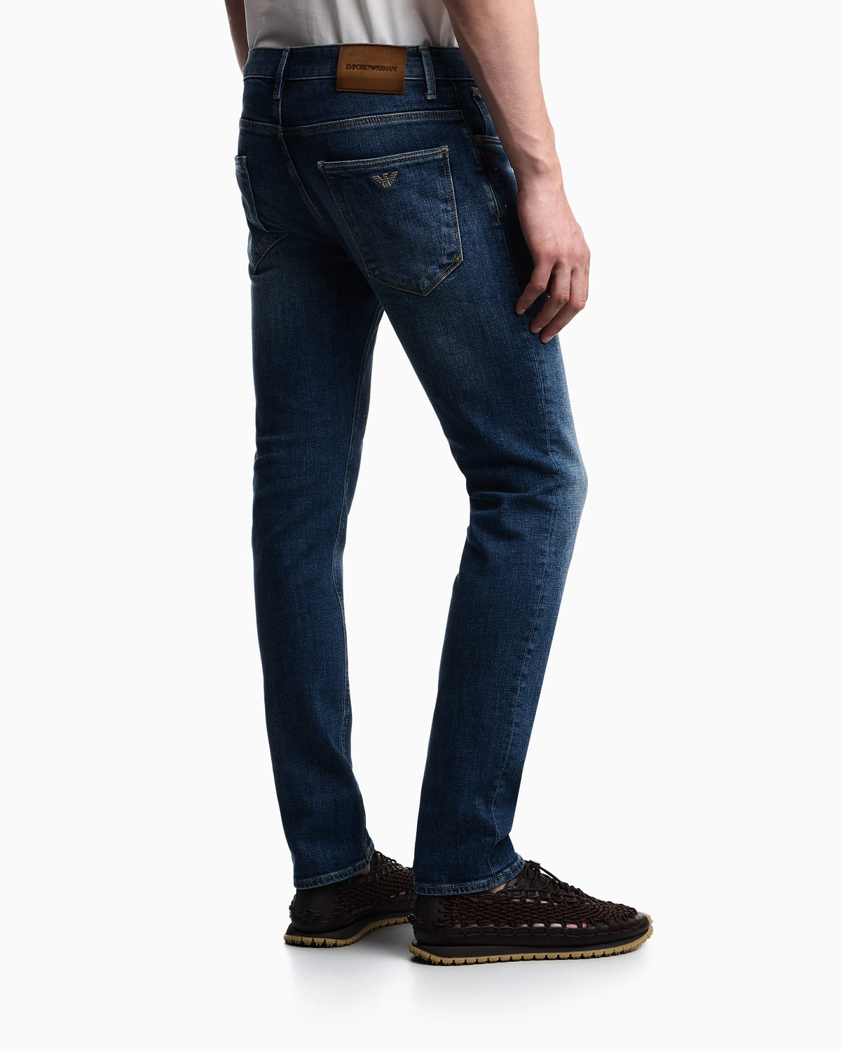 Slim-fit five-pocket jeans in distressed stretch denim
