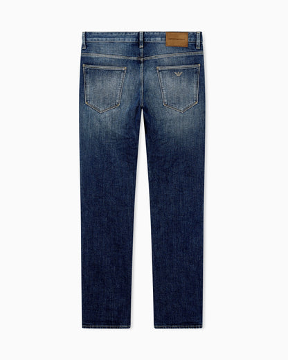 Slim-fit five-pocket jeans in distressed stretch denim