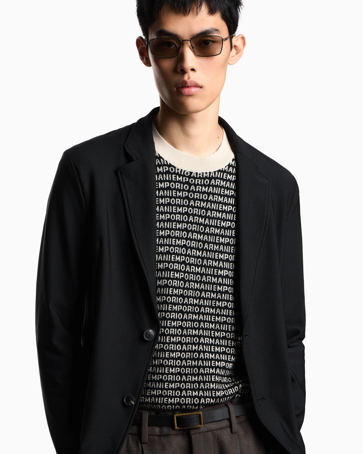 Technical jersey jacket with textured check pattern