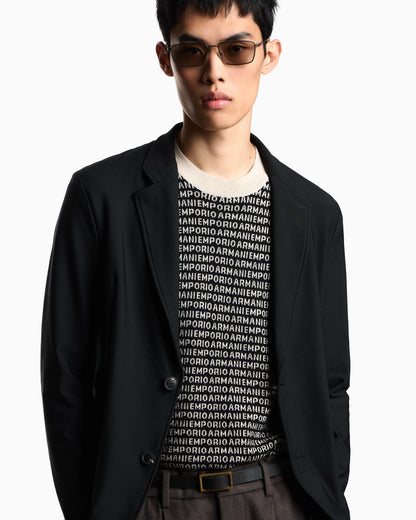 Technical jersey jacket with textured check pattern