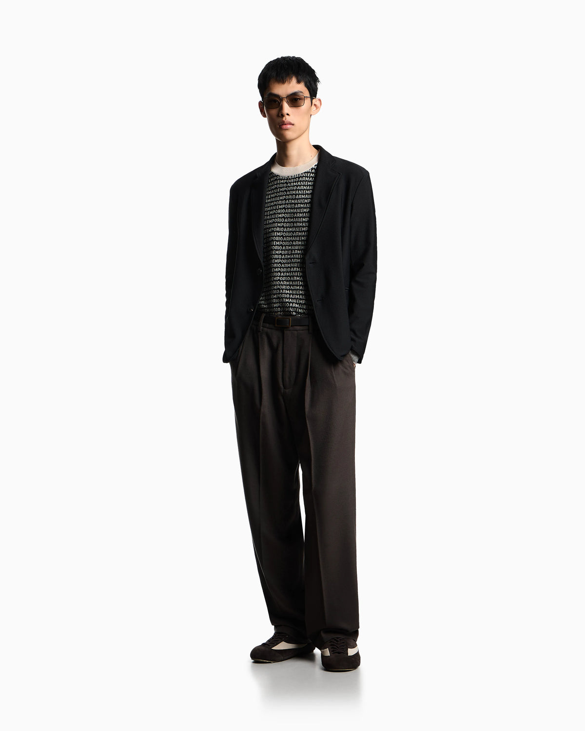Technical jersey jacket with textured check pattern