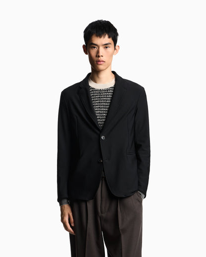 Technical jersey jacket with textured check pattern