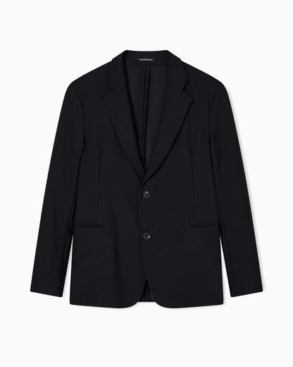 Technical jersey jacket with textured check pattern