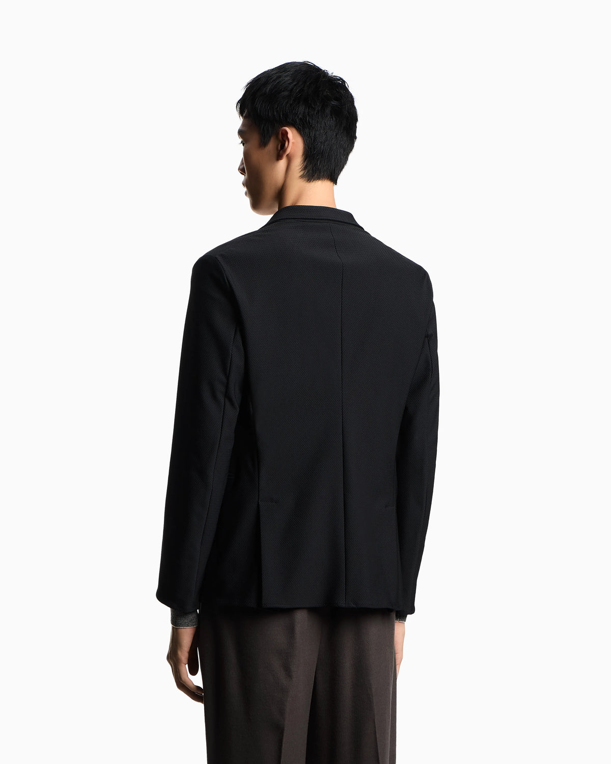 Technical jersey jacket with textured check pattern