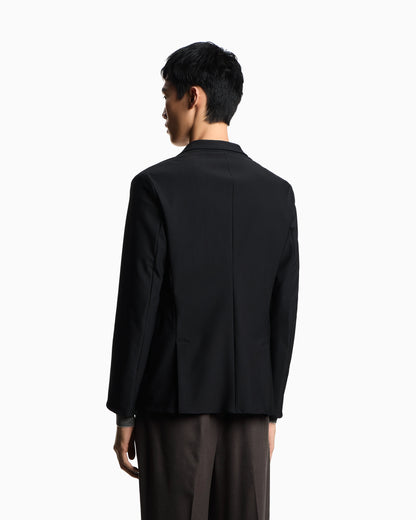 Technical jersey jacket with textured check pattern