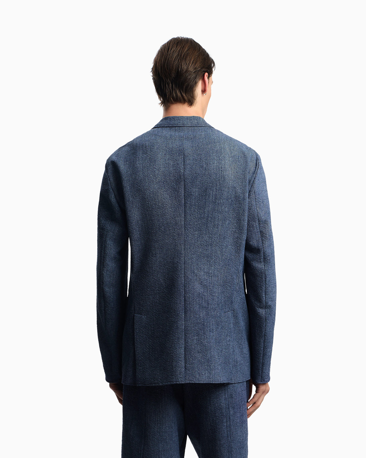 Printed seersucker single-breasted blazer