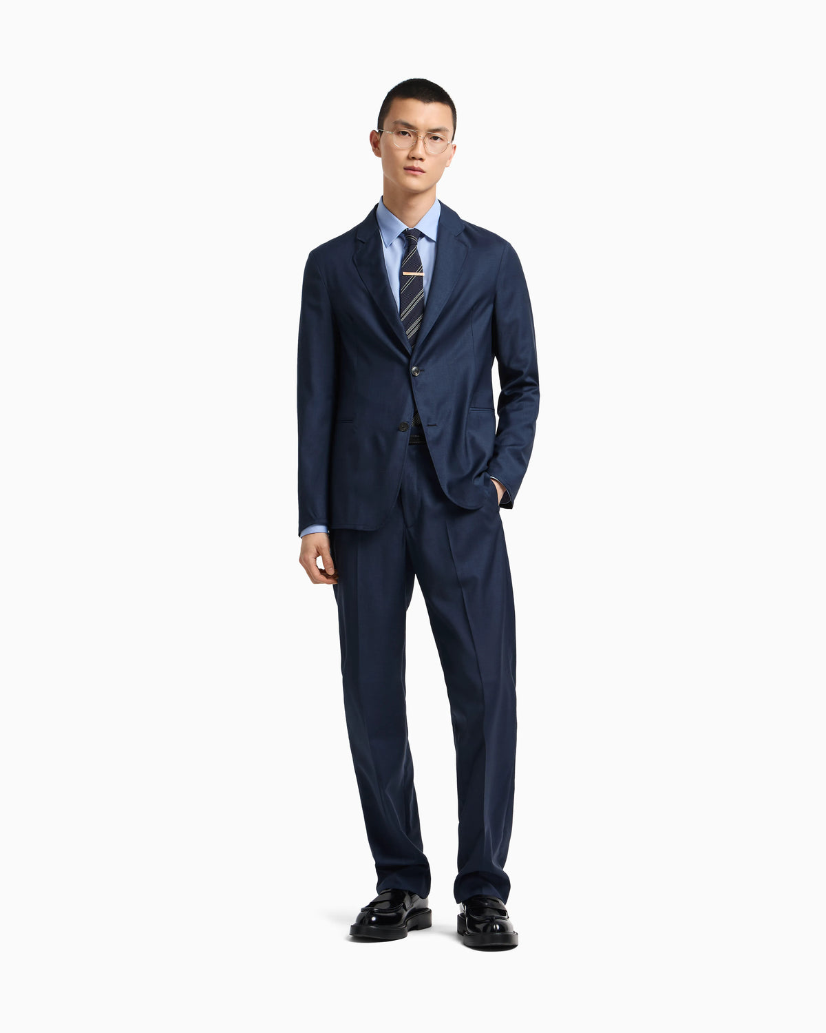Icon single-breasted jacket in tropical light wool canvas