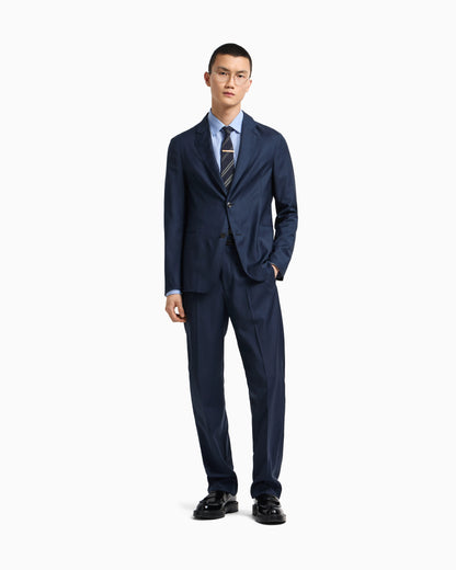 Icon single-breasted jacket in tropical light wool canvas