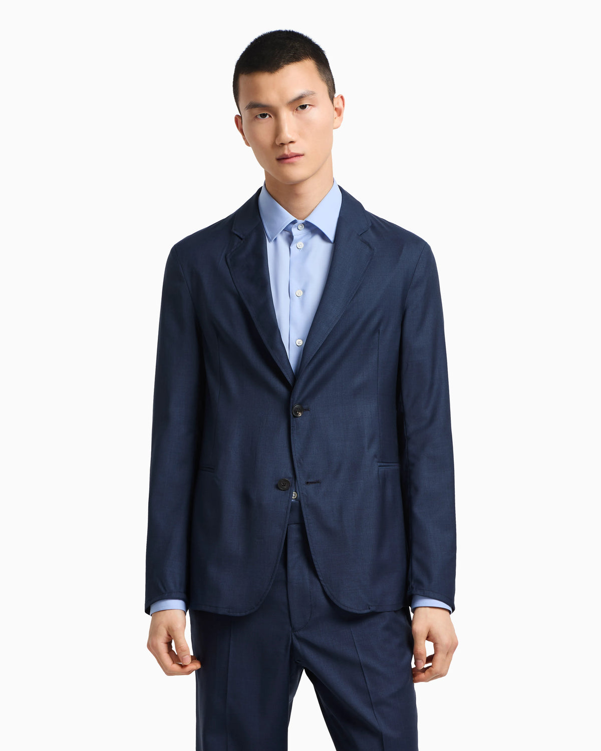 Icon single-breasted jacket in tropical light wool canvas