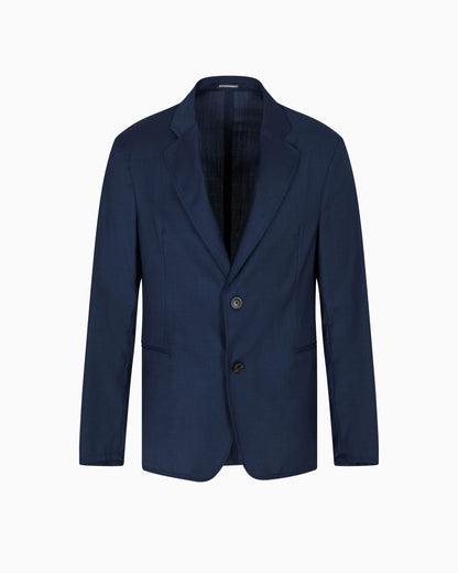 Icon single-breasted jacket in tropical light wool canvas