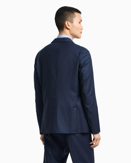 Icon single-breasted jacket in tropical light wool canvas