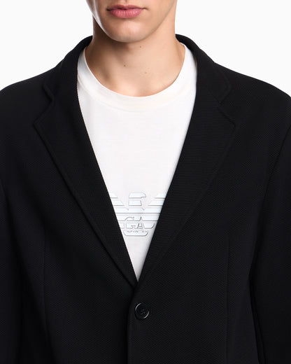 Blazer in techno jersey piquet with regular fit
