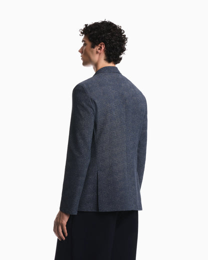 Unlined blazer in printed seersucker