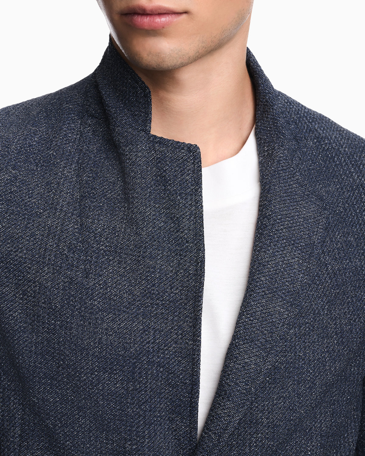 Unlined blazer in printed seersucker