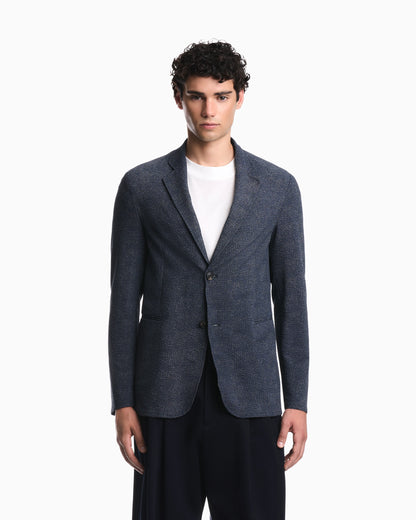 Unlined blazer in printed seersucker