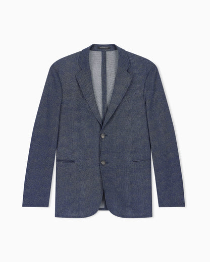 Unlined blazer in printed seersucker