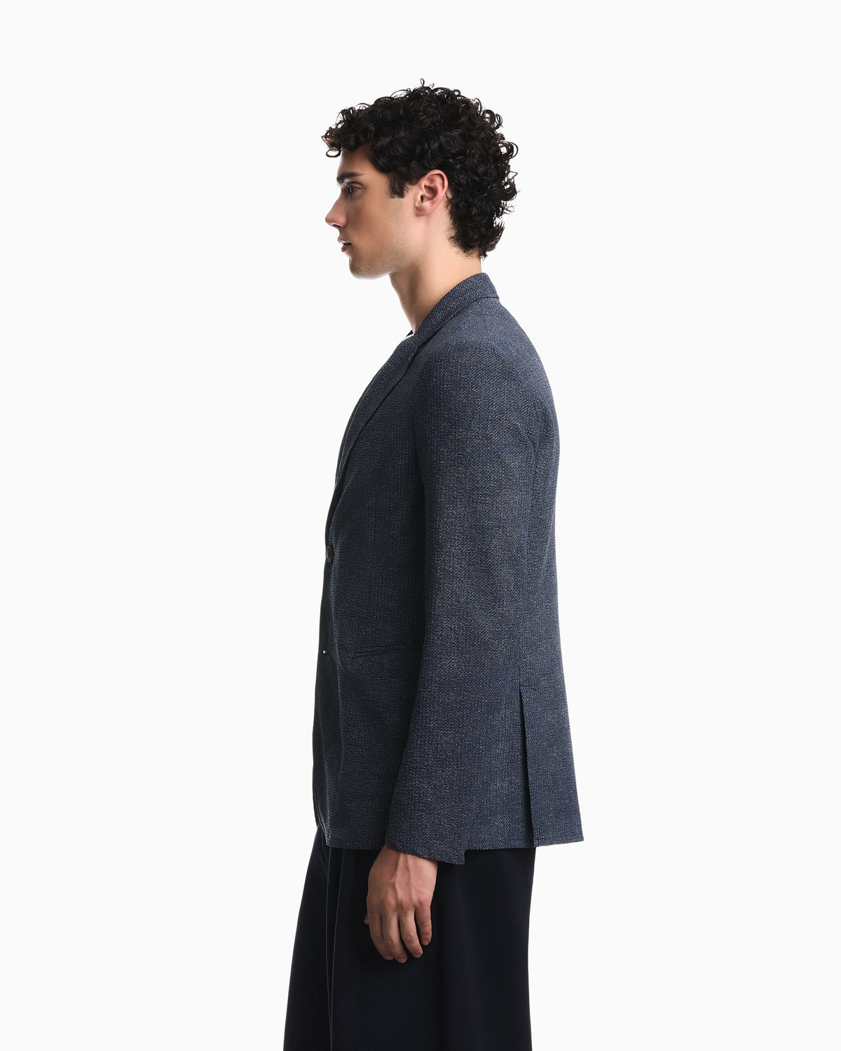 Unlined blazer in printed seersucker