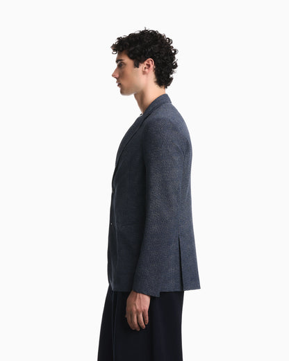 Unlined blazer in printed seersucker