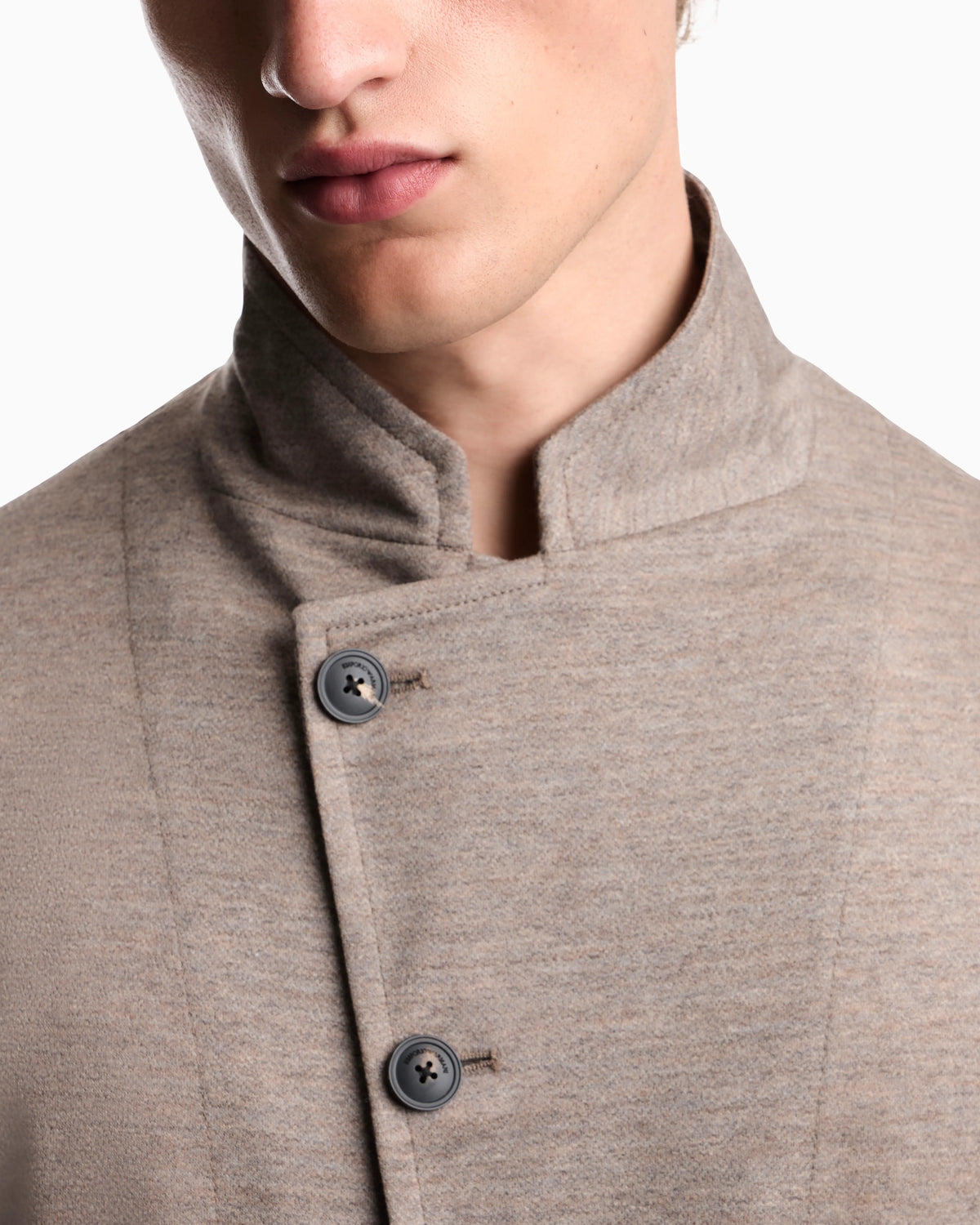 Unlined blazer in textured virgin wool jersey with pockets