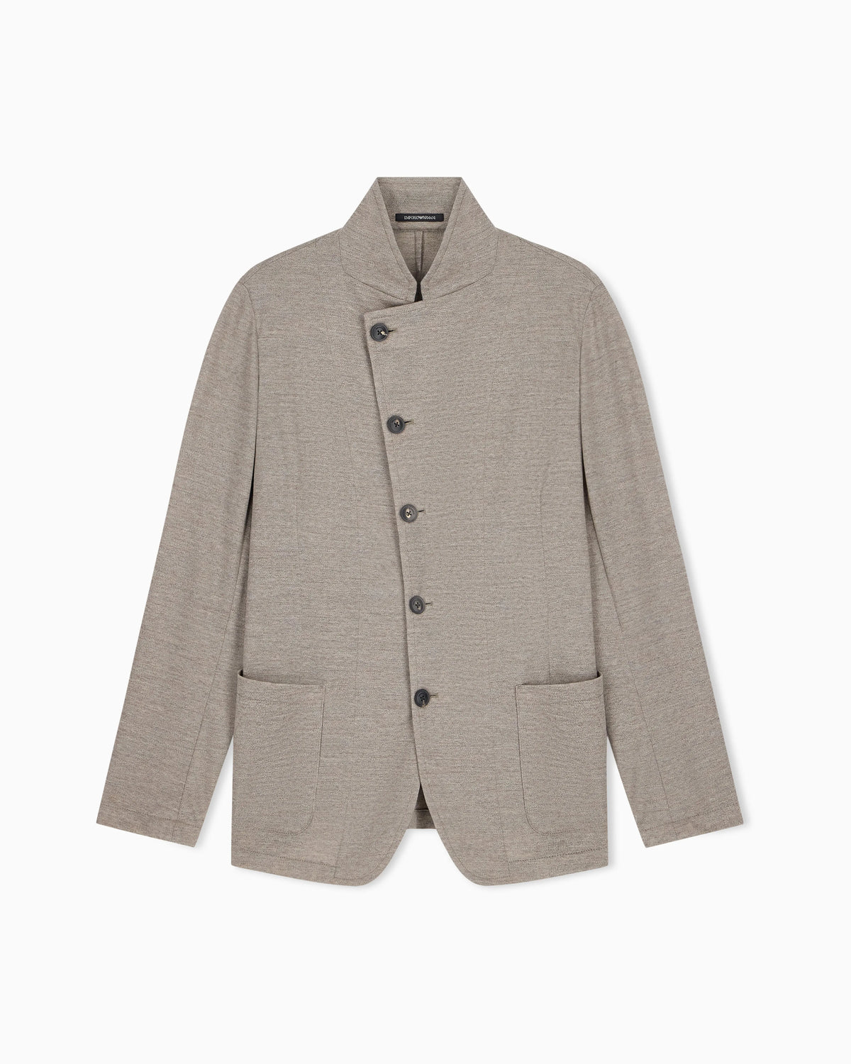 Unlined blazer in textured virgin wool jersey with pockets