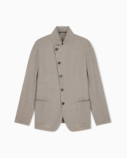 Unlined blazer in textured virgin wool jersey with pockets
