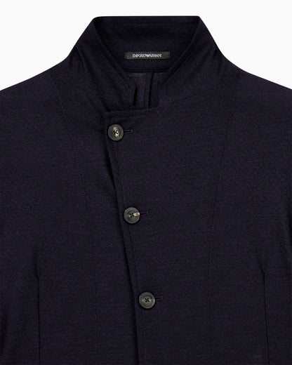 Unlined blazer in textured virgin wool jersey with pockets