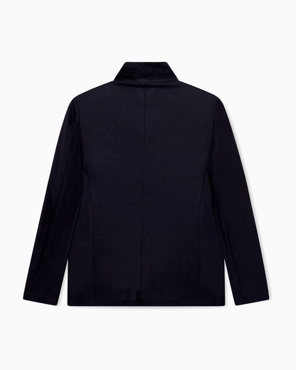 Unlined blazer in textured virgin wool jersey with pockets