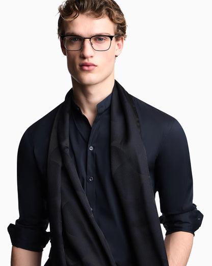 Shirt with guru collar in technical stretch cotton