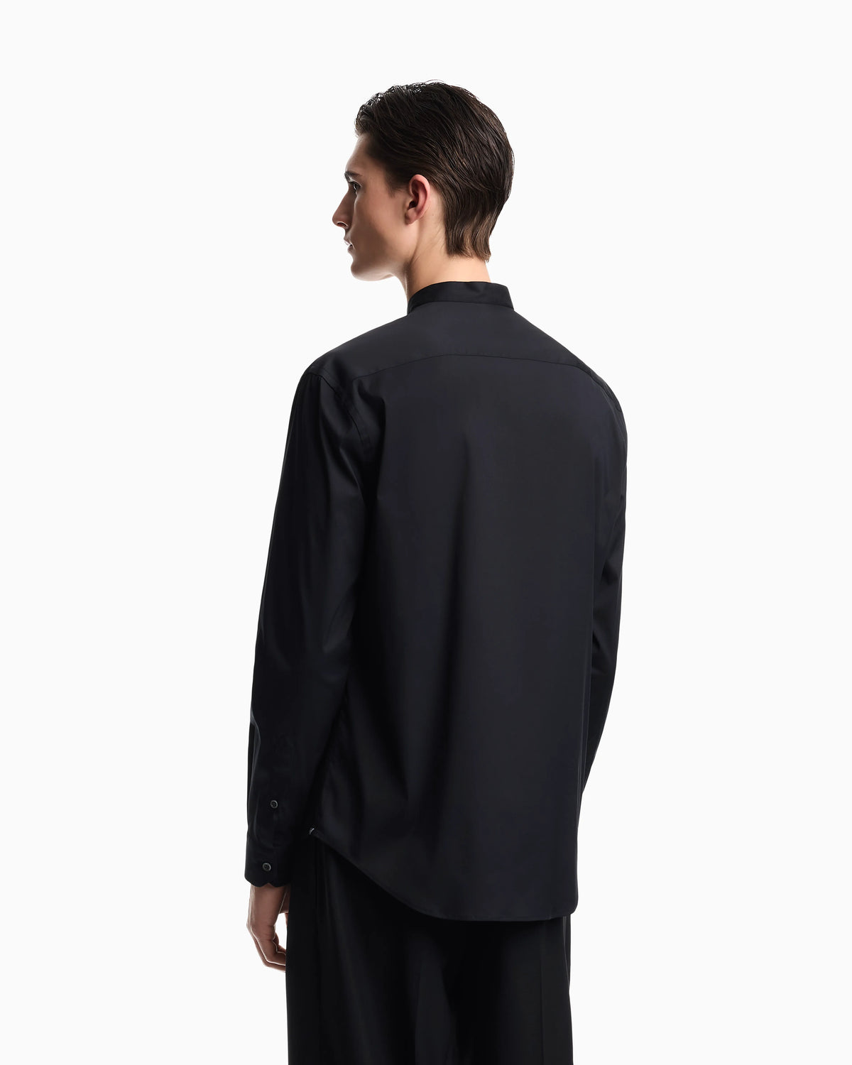 Shirt with guru collar in technical stretch cotton