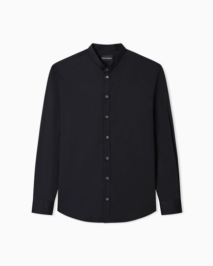Shirt with guru collar in technical stretch cotton